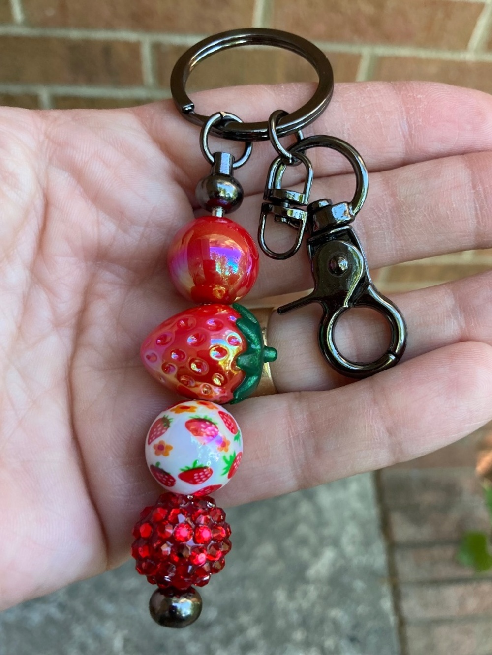 Strawberry Bling Key Chain Bag Charm